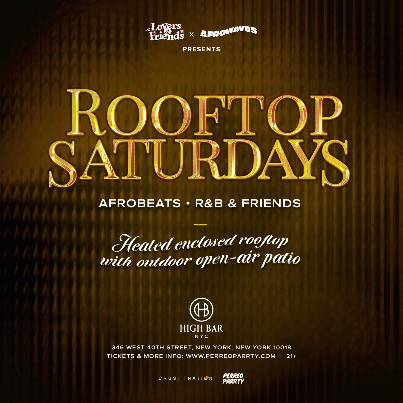 Rooftop Saturdays - Afrobeats + R&B + Reggae Dance Party NYC (HB Rooftop)