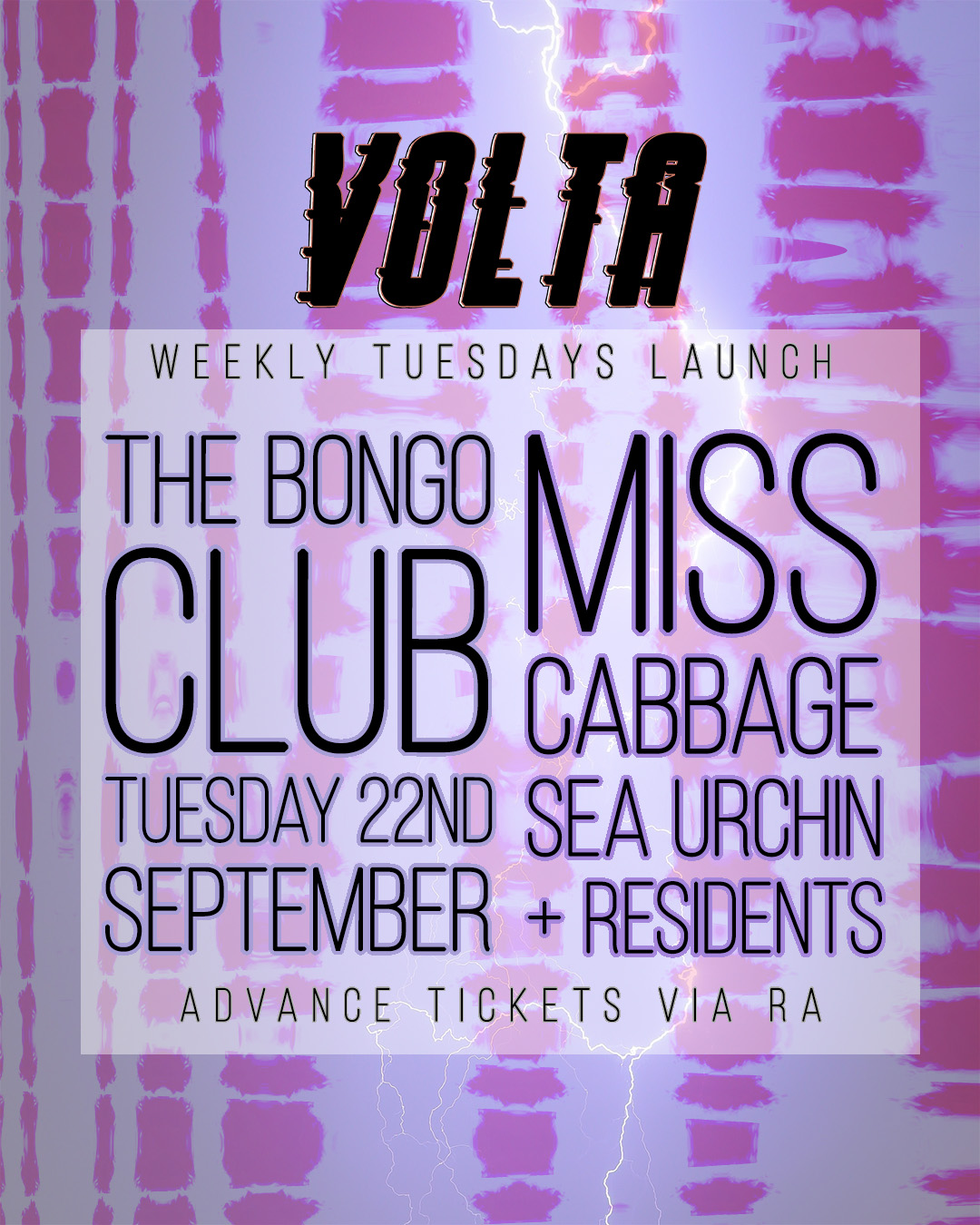 Volta Launch Night with Miss Cabbage, Sea Urchin + residents [LIMITED FREE TICKETS] at The Bongo Club, EH1 1JX; Scotland; United Kingdom