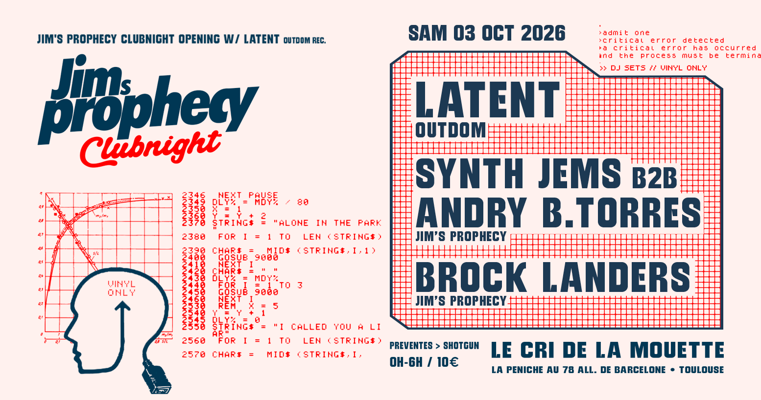 Jim's Prophecy Clubnight Opening with Latent - Vinyl Only