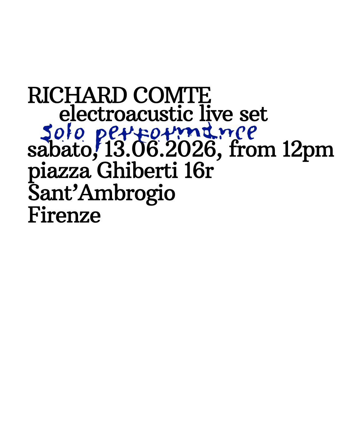 RICHARD COMTE // solo performance, electroacustic live set