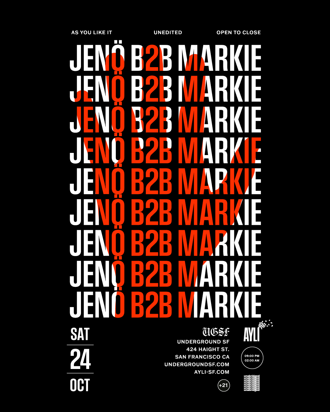 All Night Long: Jeno, Markie flyer