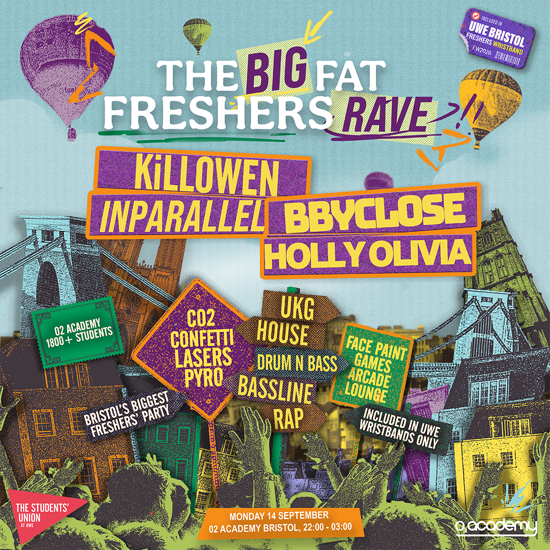 The Big Fat Freshers Rave with KiLLOWEN, INPARALLEL + MORE at O2 Academy Bristol, 1-2 Frogmore Street; Bristol; BS1 5NA