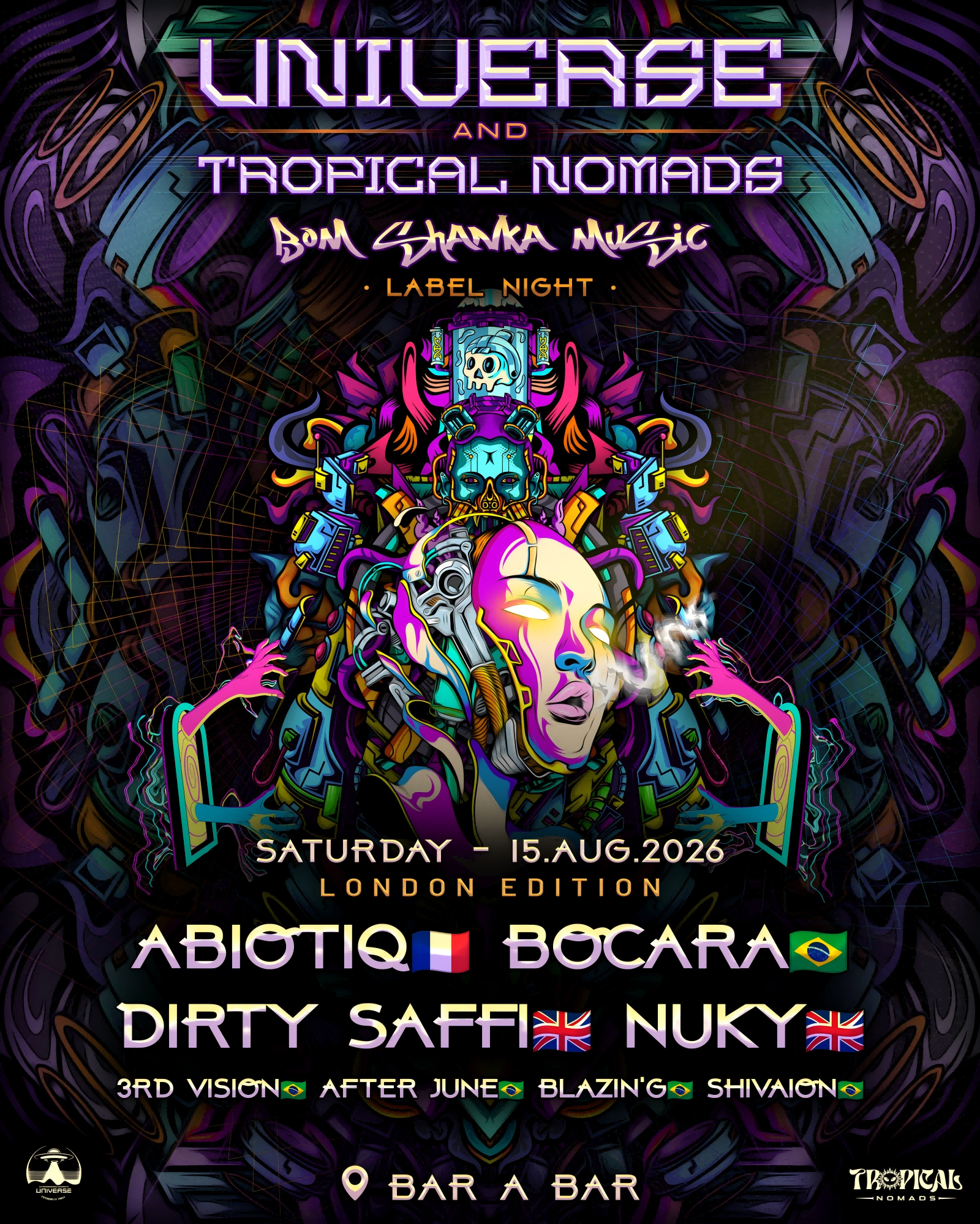 Universe & Tropical Nomads: Bom Shanka Label night