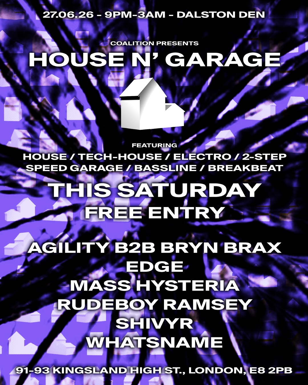 House n' Garage - FREE ENTRY