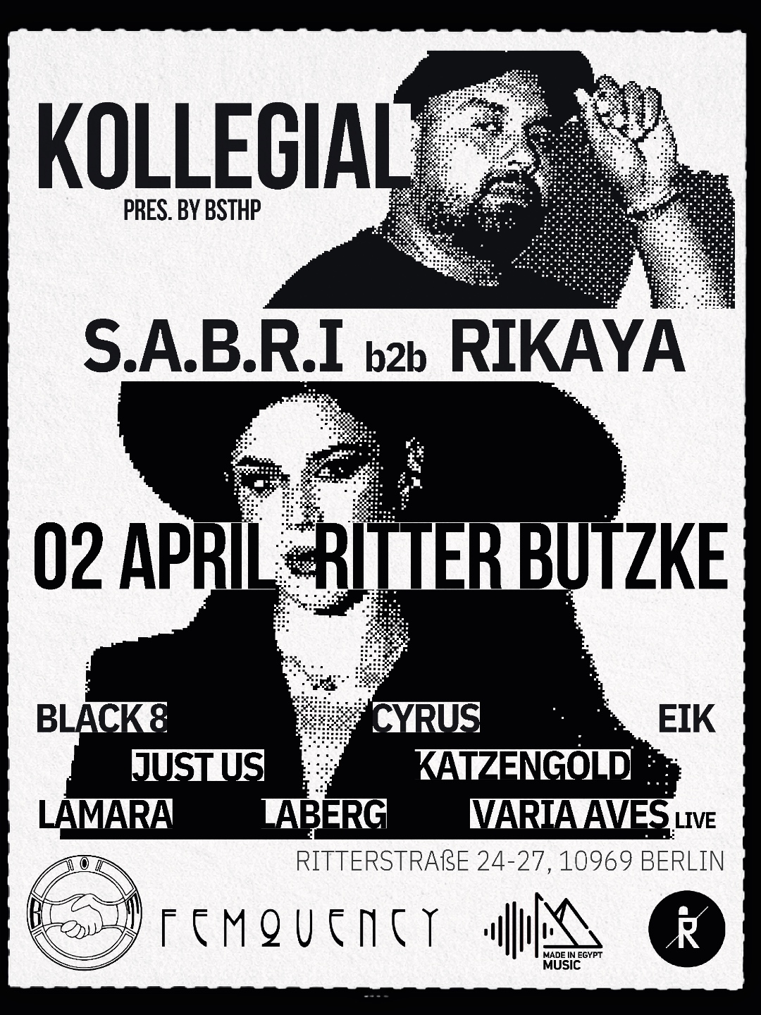 KOLLEGIAL pres. by BSTHP - with S.A.B.R.I, RIKAYA, Femquency and many more