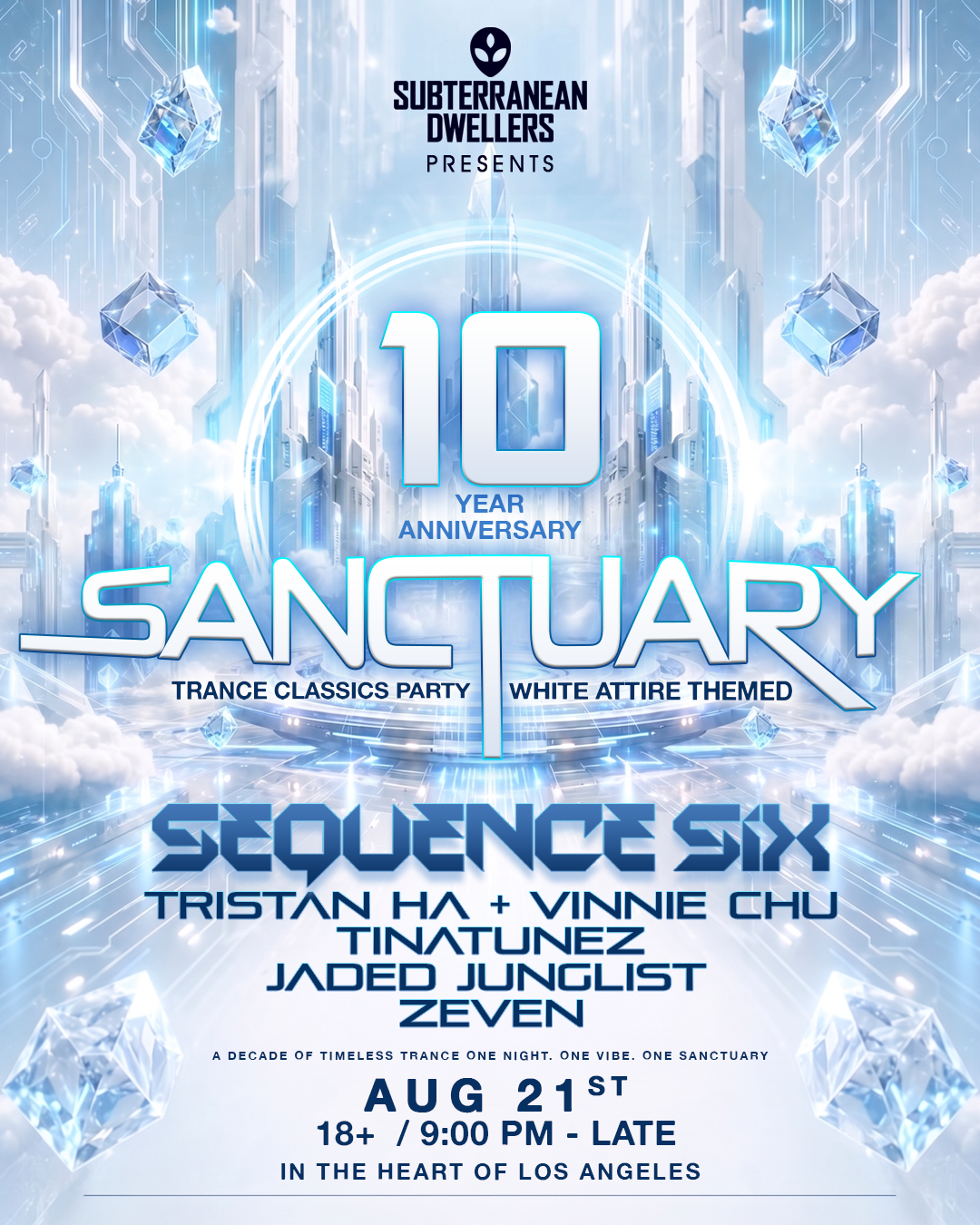 SANCTUARY - 10 YEAR ANNIVERSARY (TRANCE CLASSICS - WHITE ATTIRE THEMED)