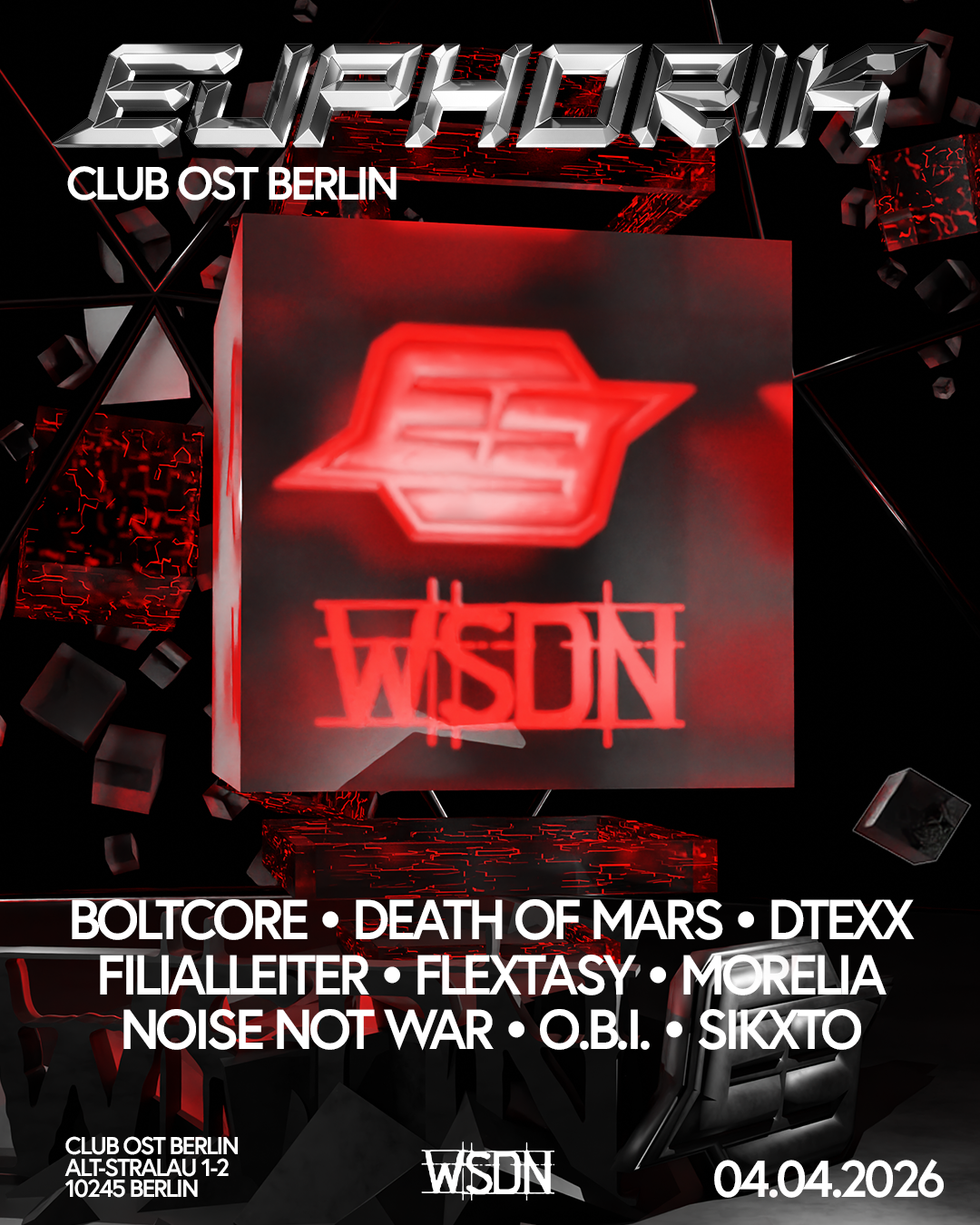 EUPHORIK x WIR SIND DIE NACHT with O.B.I., Noise Not War, Death of Mars & Morelia