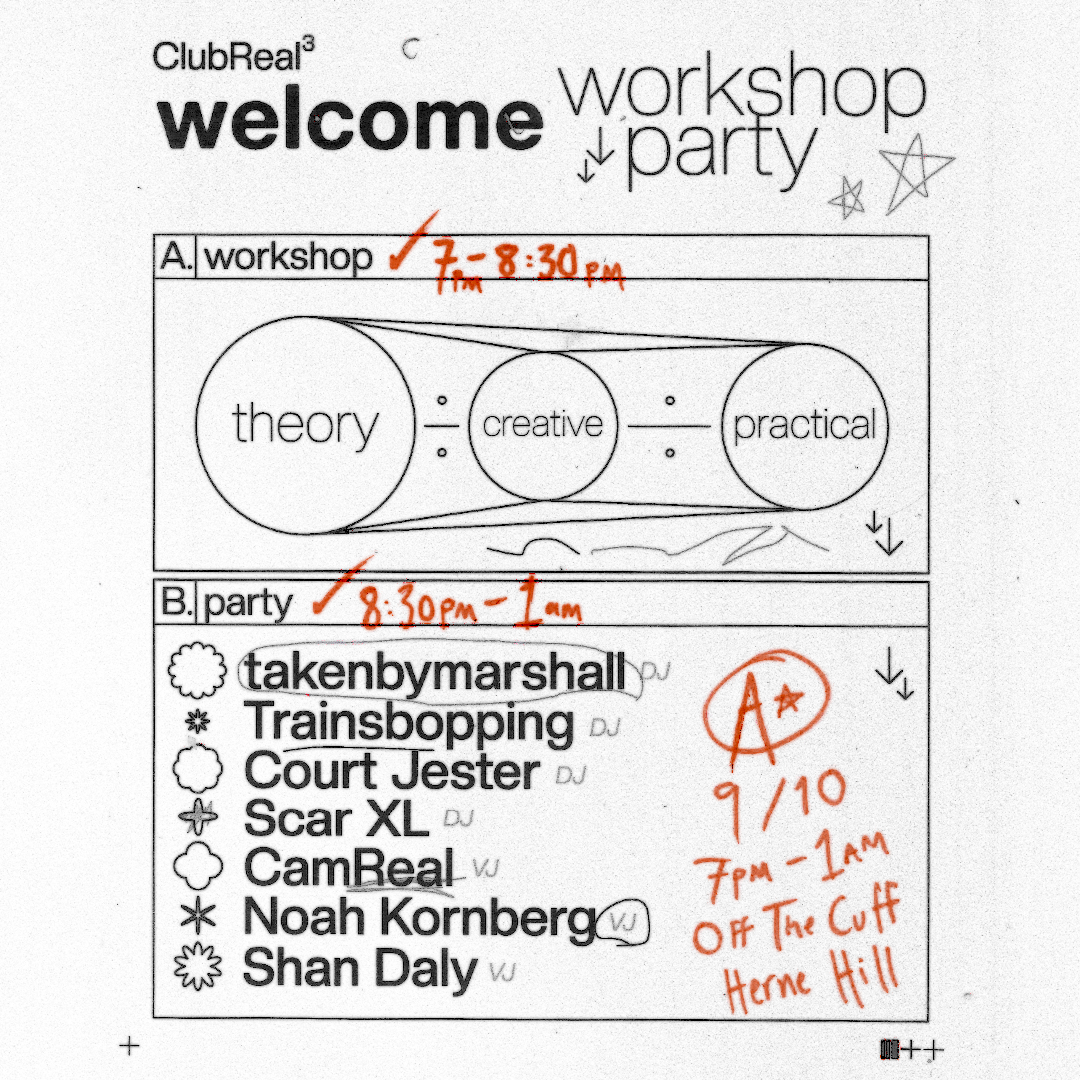 ClubReal³ Welcome: AV Workshop and Party