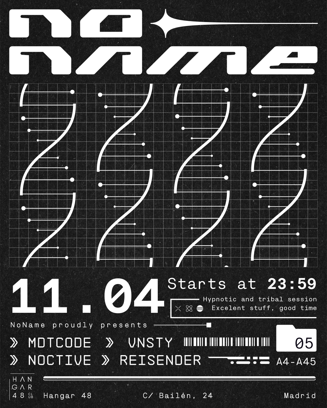 NO NAME: VNSTY, MDTCODE, Reisender, Noctive