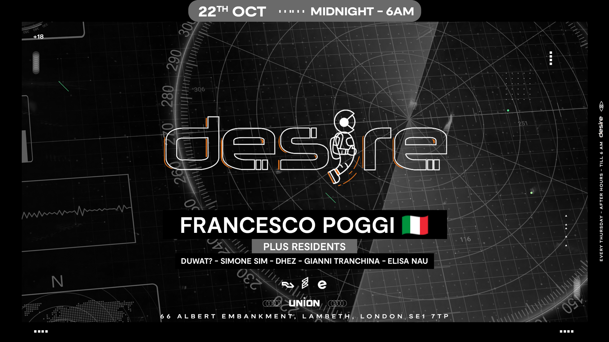 DESIRE - Weekly Thursday After Party - Francesco Poggi at Union Club, Vauxhall, London SE1 7TW