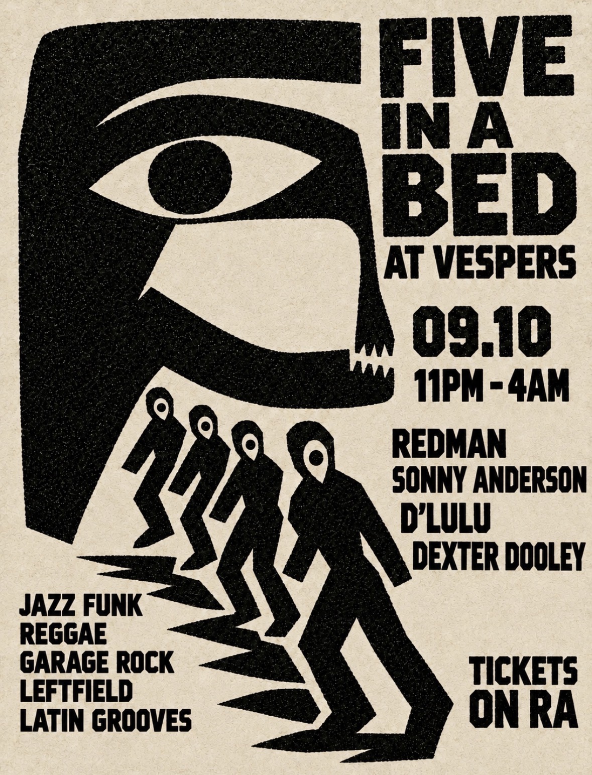 five in a bed At Vespers at Vespers Club, London