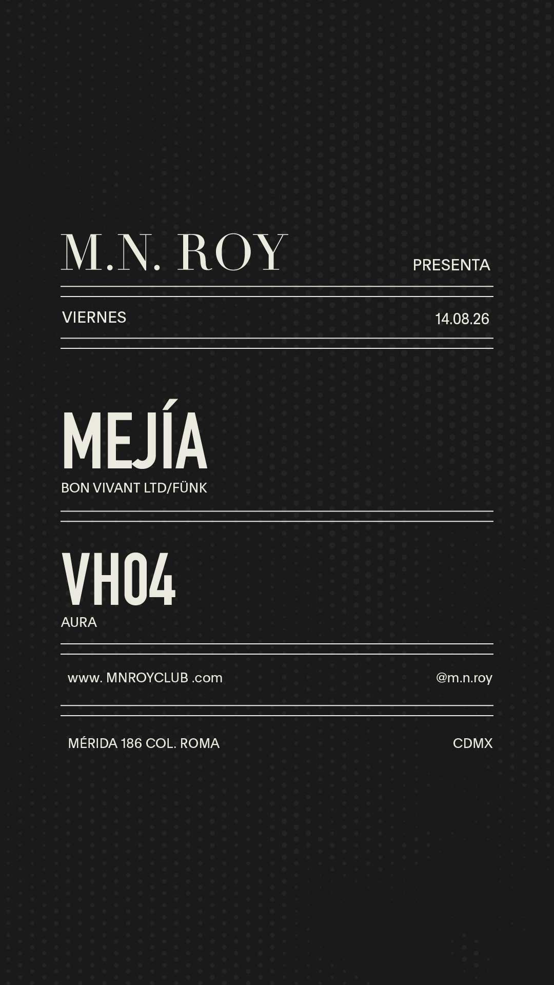 Flyer de Mejia + VH04