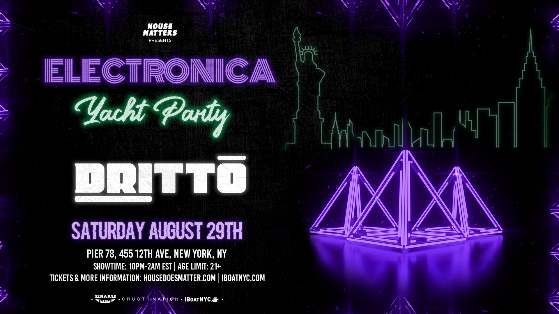 Electronica NYC Yacht Party: DRITTO - Pier 78 at Hudson River Park