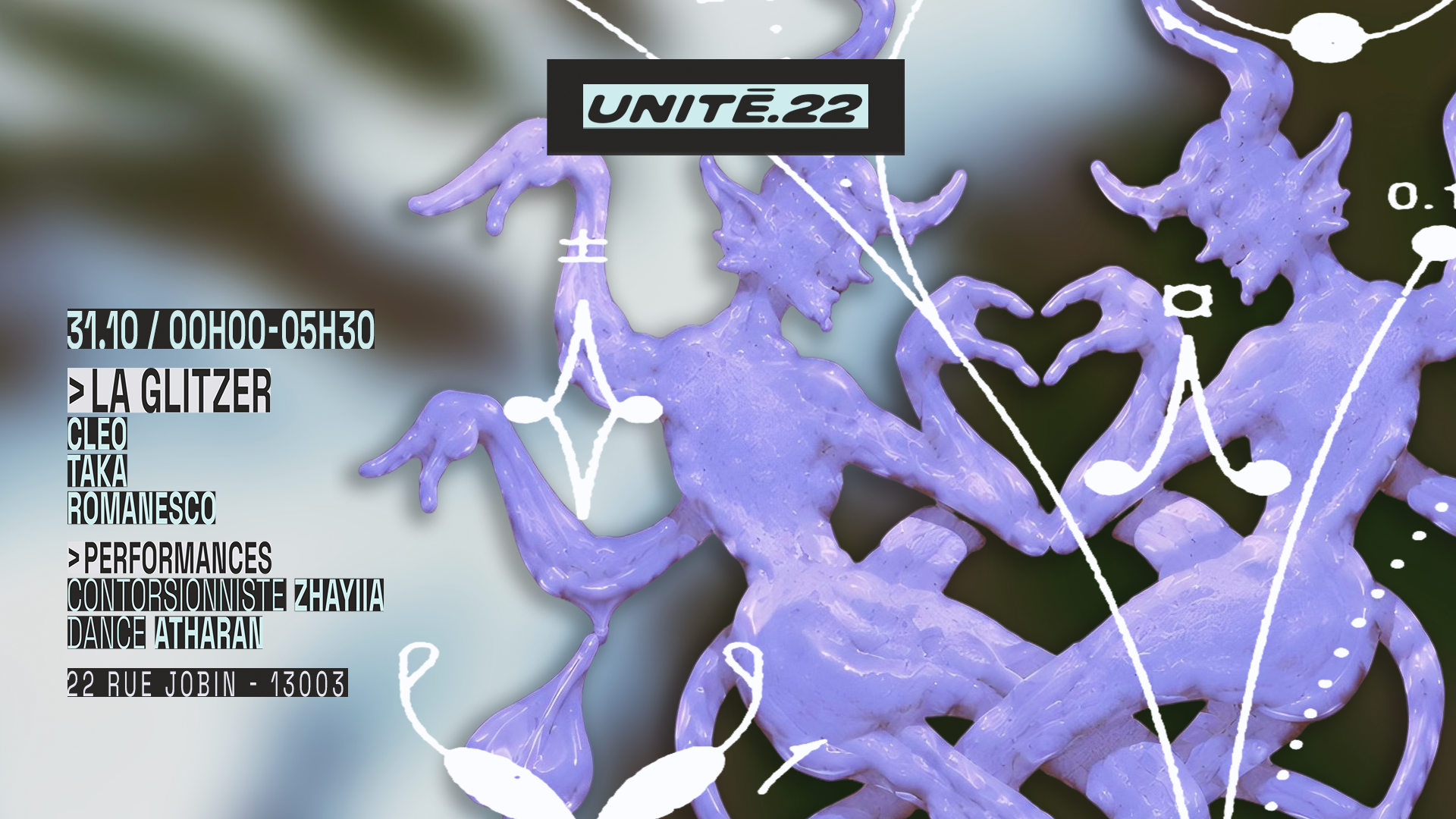U.22 X La Glitzer: Cleo, Romanesco, Taka flyer U.22 X La Glitzer: Cleo, Romanesco, Taka flyer