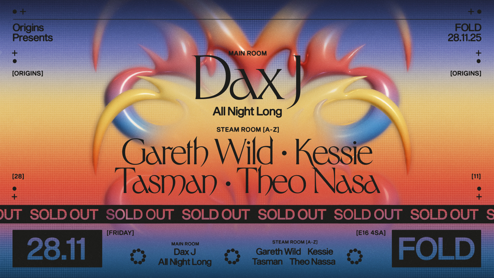 Origins: Dax J (All Night Long) + Theo Nasa, Gareth Wild, Kessie & Tasman [SOLD OUT]