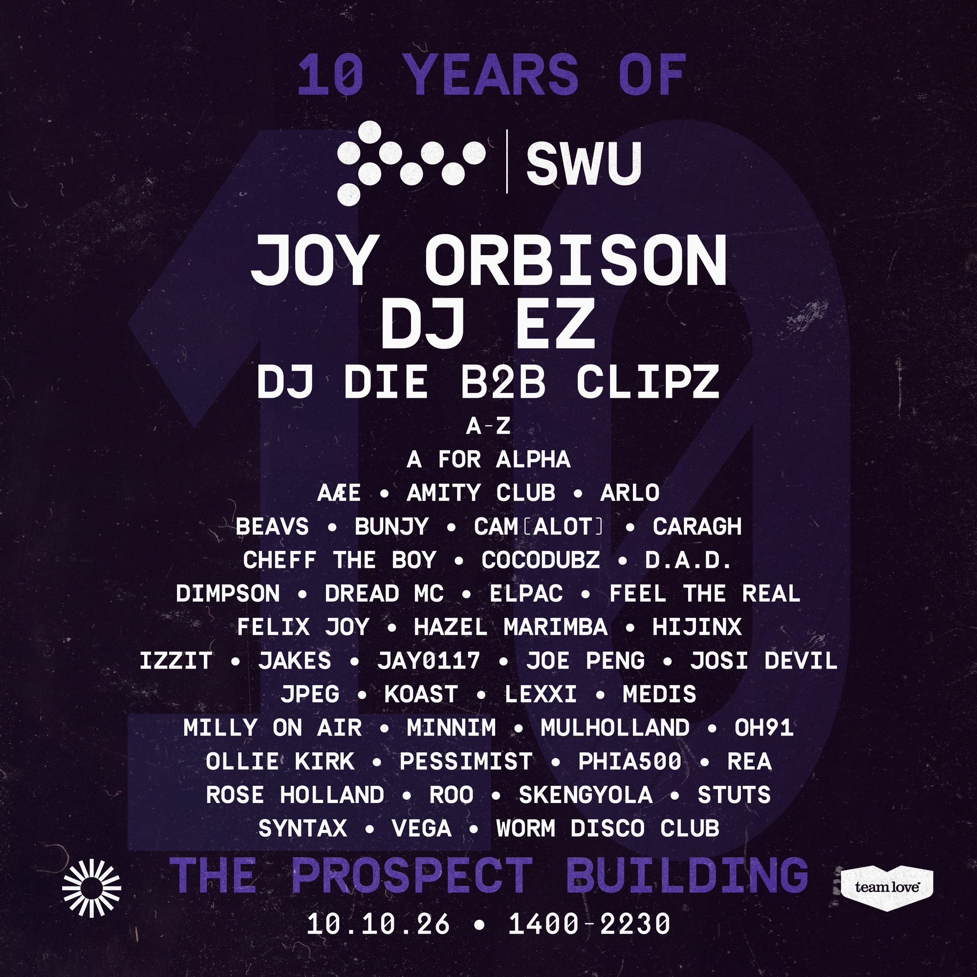 10 Years Of SWU FM: Joy Orbison, DJ EZ at The Prospect Building, 45 Feeder Rd Bristol