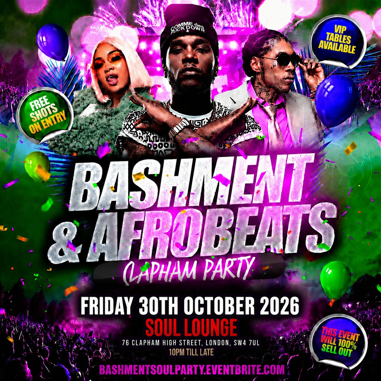 Bashment & Afrobeats Clapham Party - Soul Lounge Clapham
