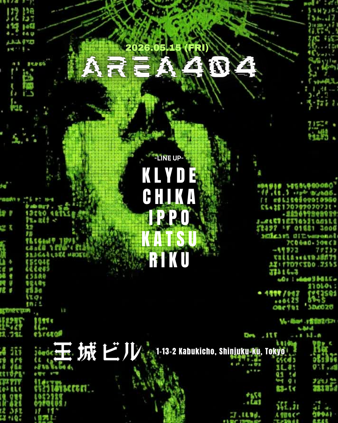 hirajunページ AREA 404 - HARD TECHNO at Ohjo Bldg, Tokyo