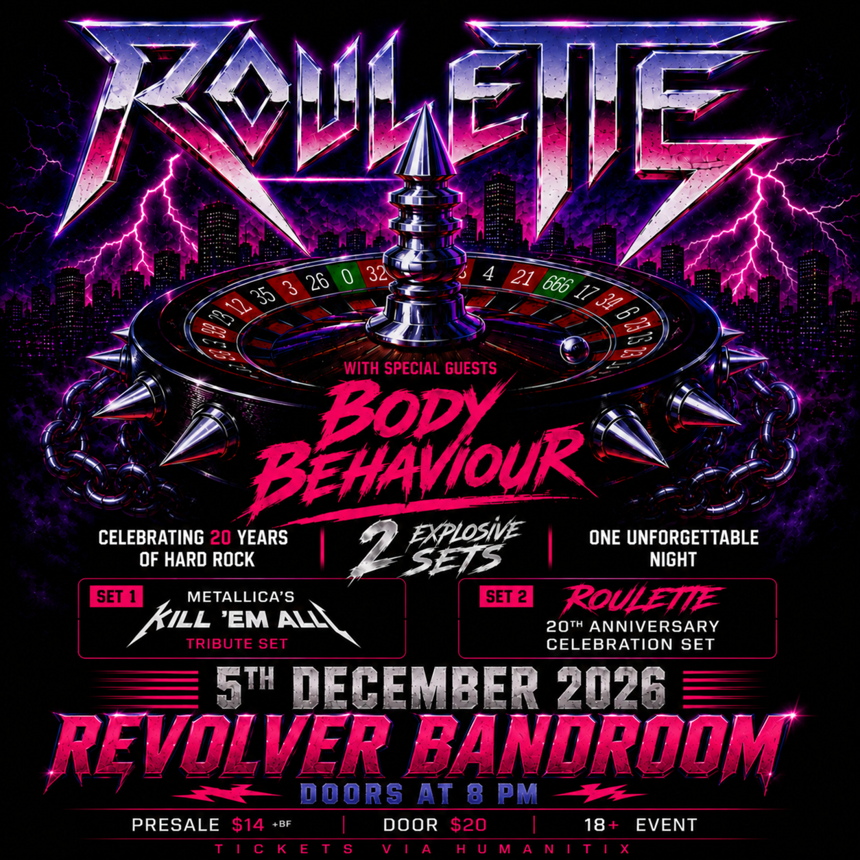 REVOLVER BANDROOM: Roulette — 20th Anniversary Celebration