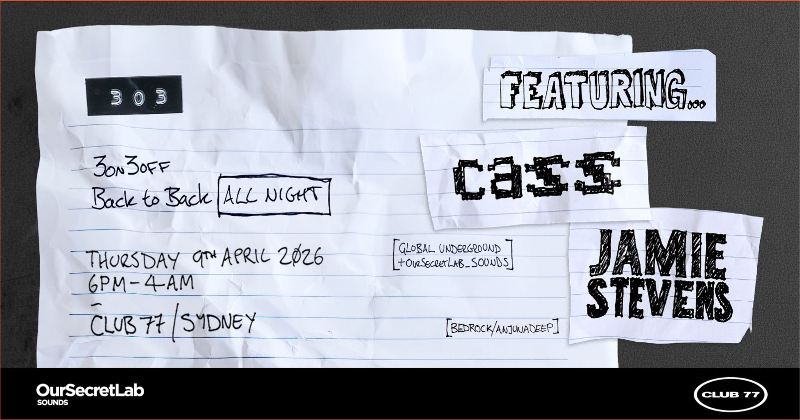 OurSecretLab presents: 303 with Cass, Jamie Stevens