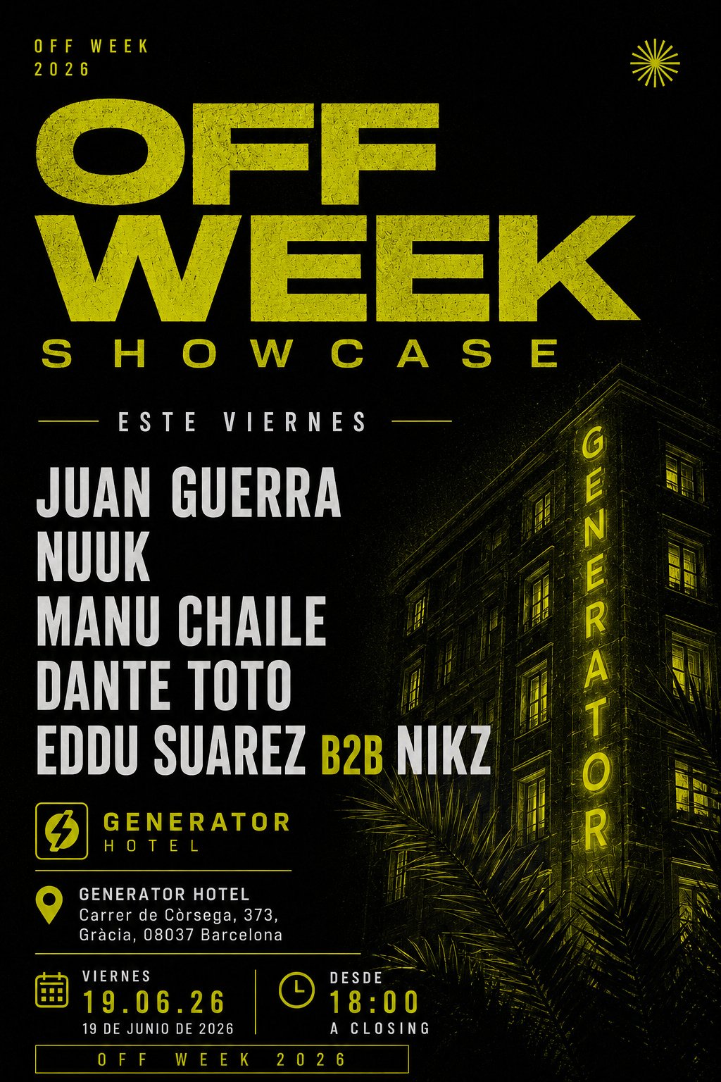 OFF WEEK AT GENERATOR