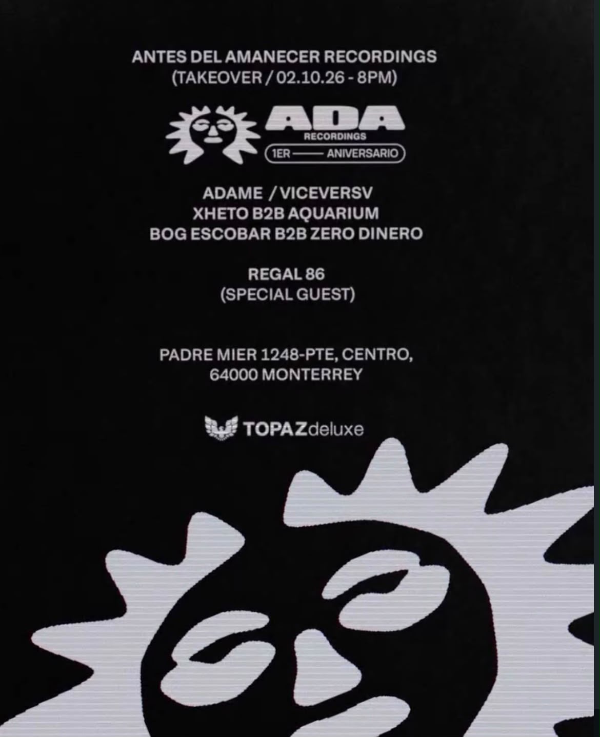 Flyer de ADA Recordings 1ER Aniversario
