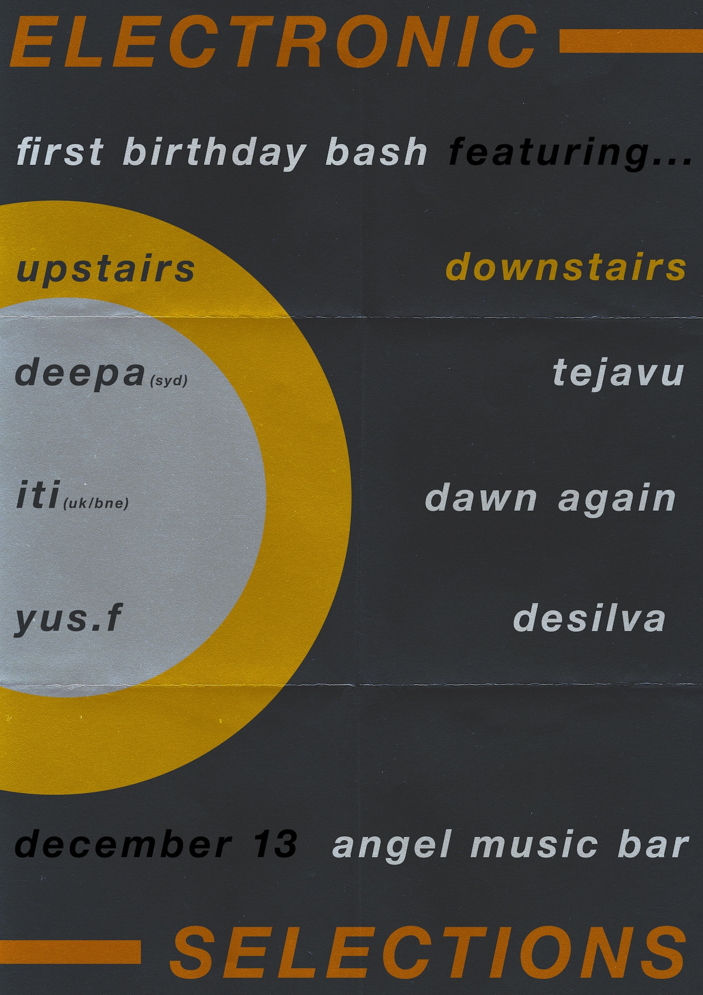 Electronic Selections 1st Birthday Bash with Deepa (SYD), Iti (UK/BNE)