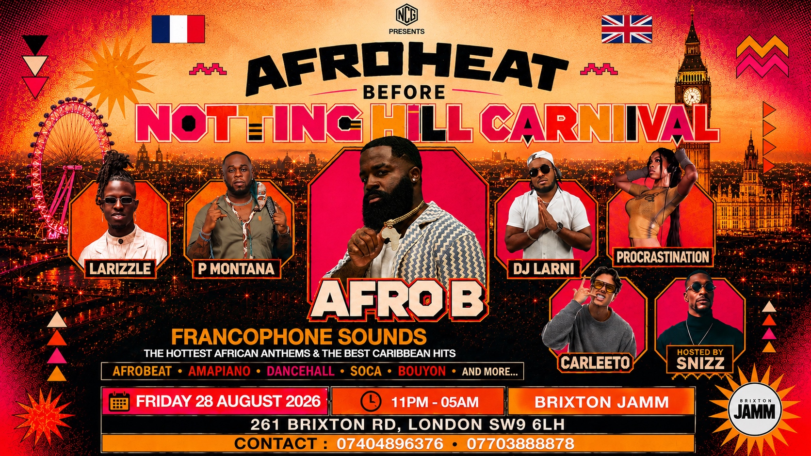 AFROHEAT LONDON – CARNIVAL WEEKEND - Brixton Jamm