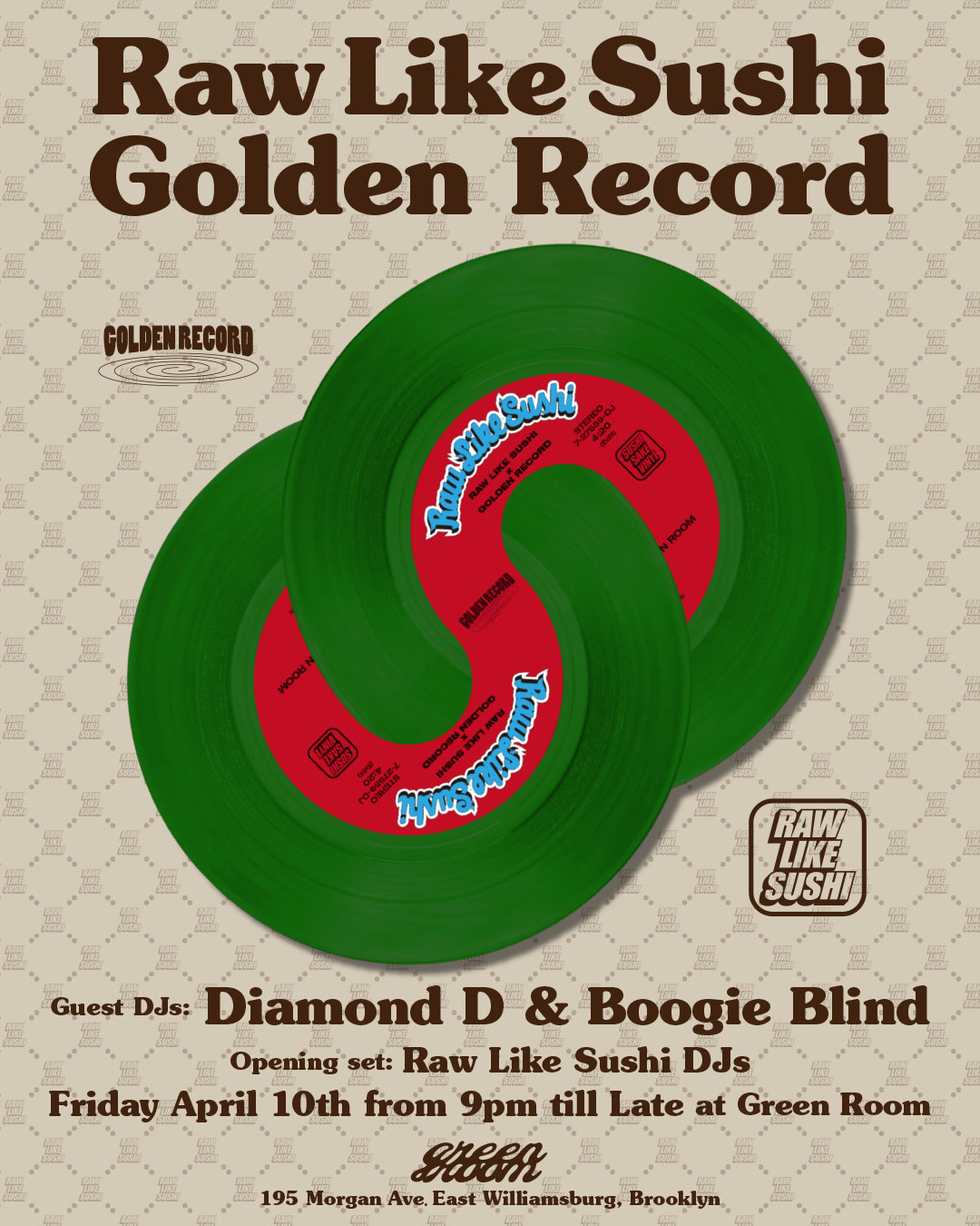 Raw Like Sushi x Golden Record NYC present Diamond D, Boogie Blind