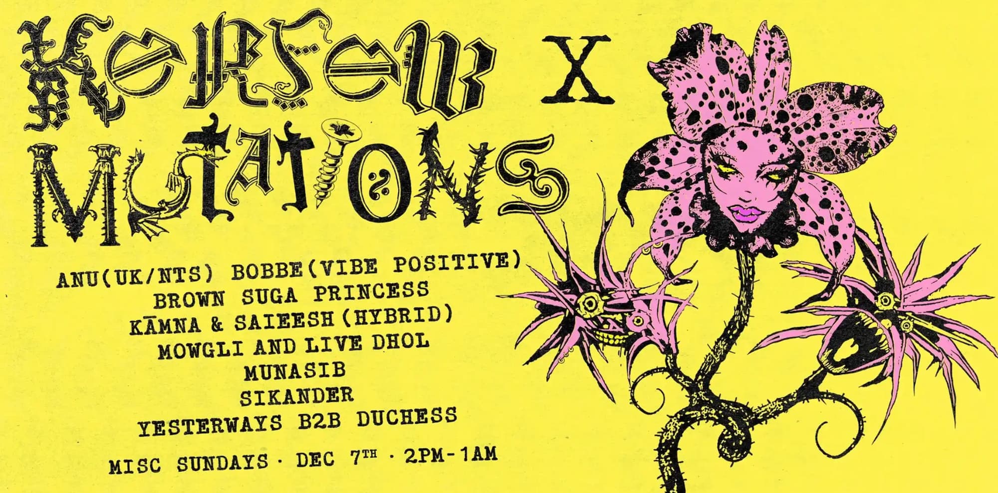 KERFEW x MUTATIONS feat. Anu (NTS / UK), Bobbe (Vibe Positive), Brown Suga Princess + more