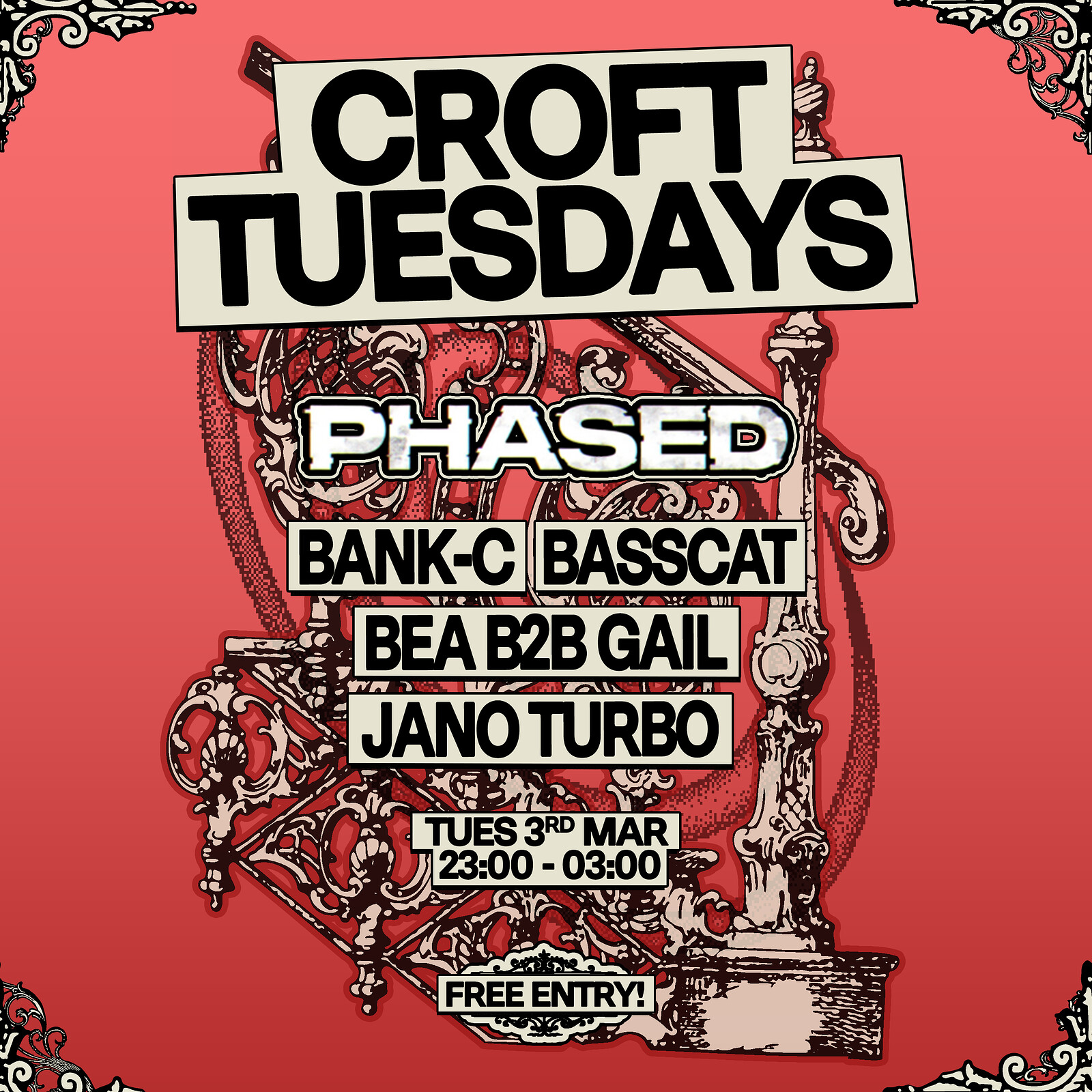 Phased: Bank-C, Basscat, BEA B2B Gail + Jano Turbo