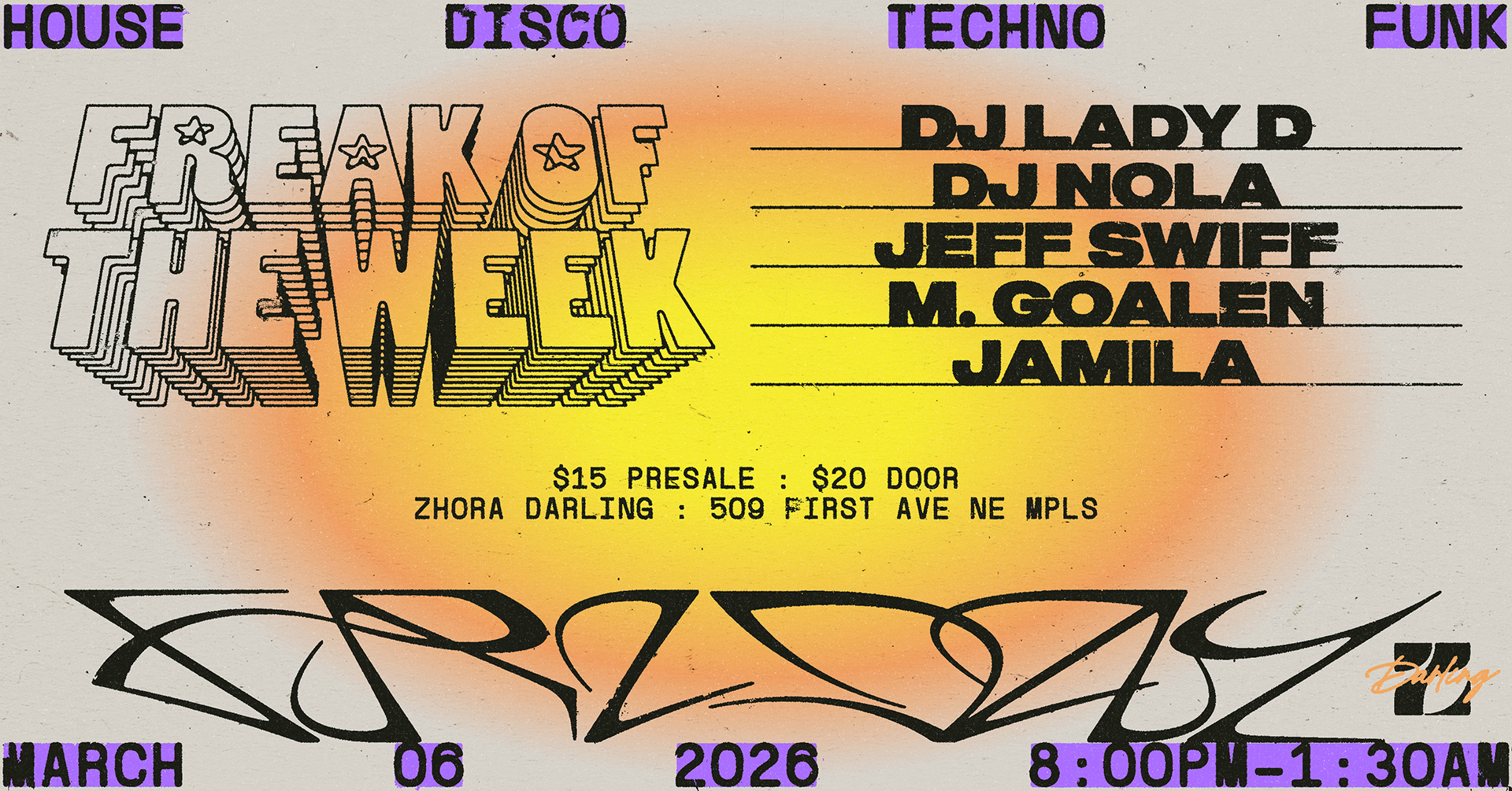 Freak of the Week at Zhora Darling, Minneapolis/St Paul