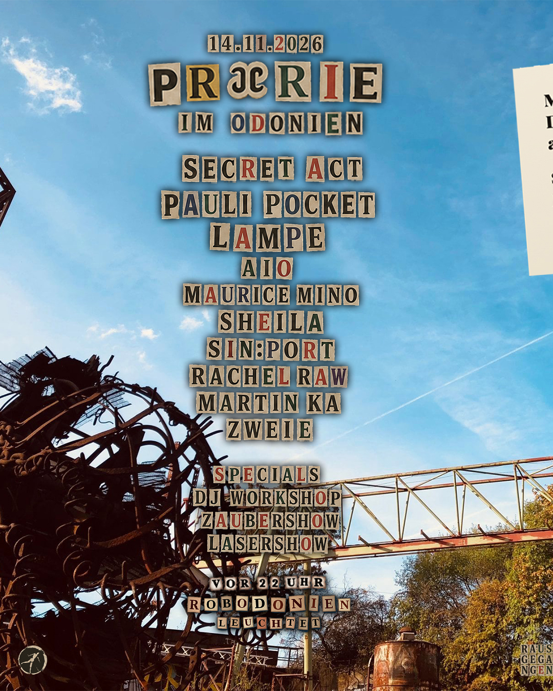 Praerie Hebstfest(ival) with Secret Act, Pauli Pocket, Lampé, Aio, Mino, Sheila, Sin:port uvm