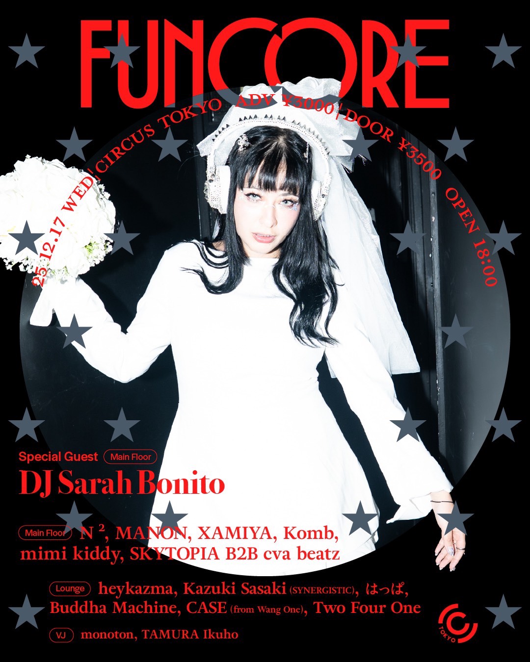 DJ Sarah Bonito with FUNCORE at Circus Tokyo, Tokyo