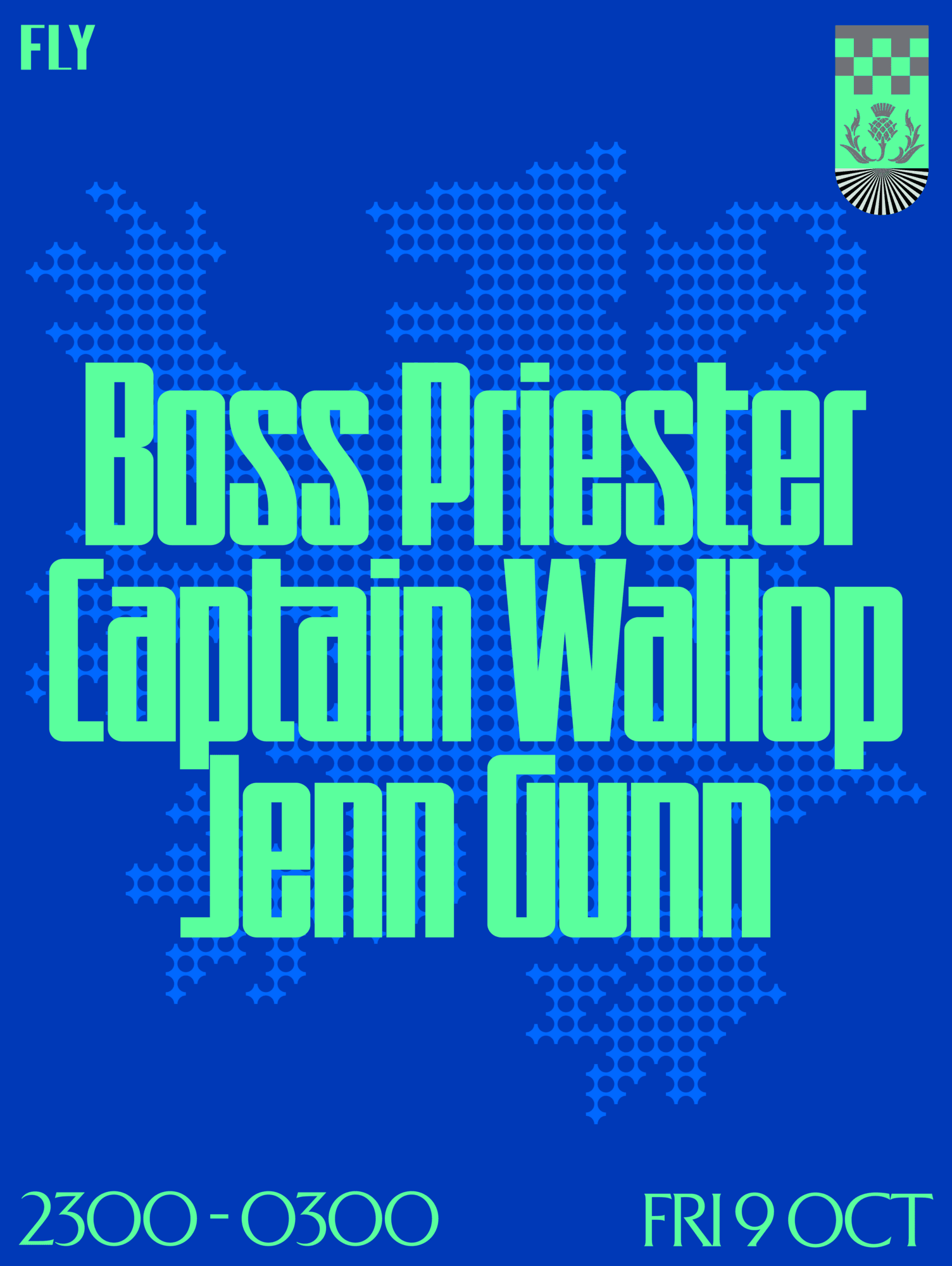 FLY - Boss Priester, Captain Wallop, Jenn Gunn at Cabaret Voltaire, EH1 1QR; Scotland; United Kingdom