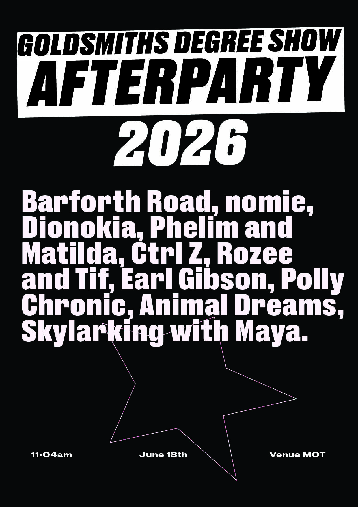 Goldsmiths Degree Show Afterparty 2026