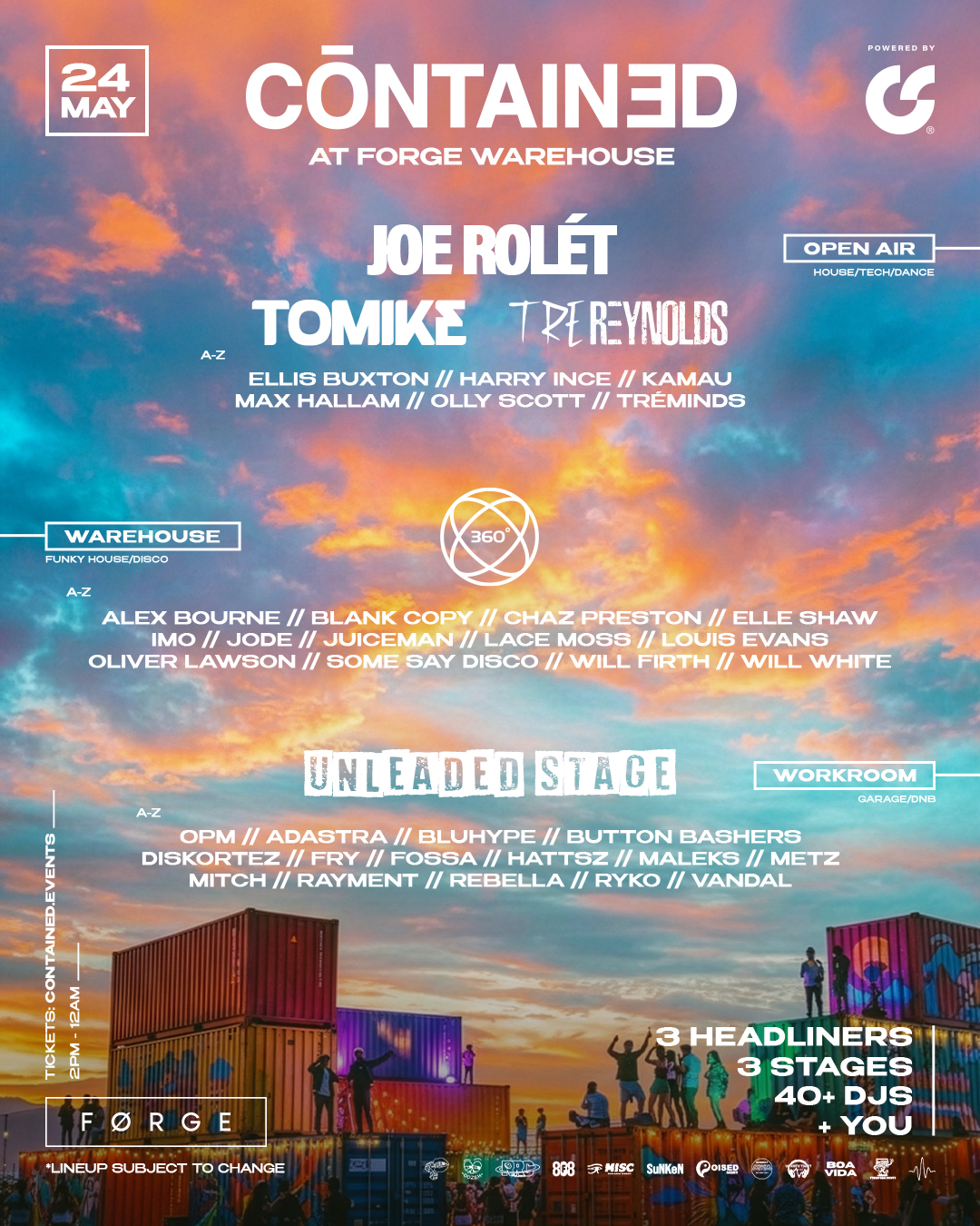 Contained in Sheffield with Joe Rolét, Tomike, Tre Reynolds & More - Bank Holiday Sunday
