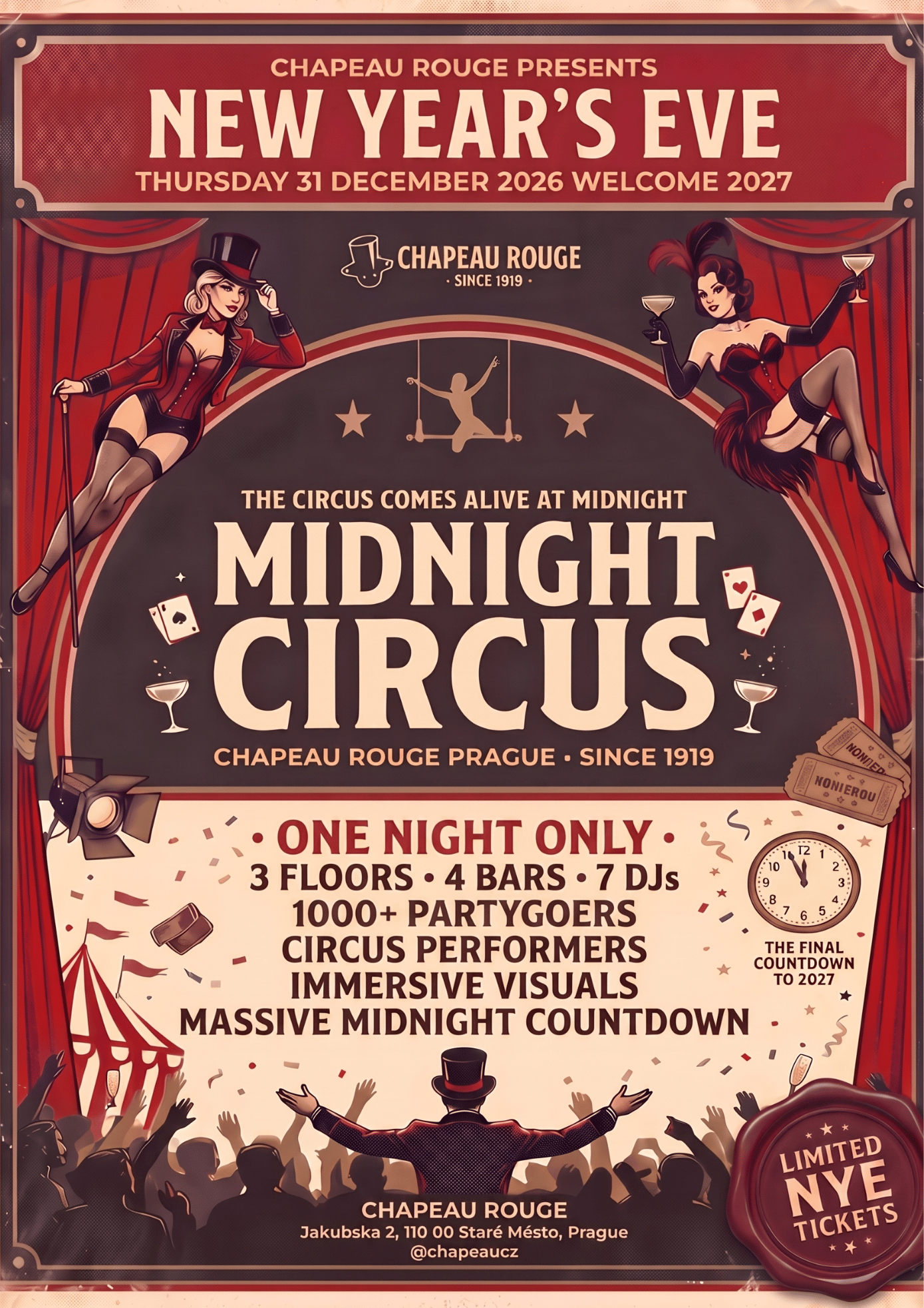 New Years Eve Midnight Circus @ Chapeau Rouge