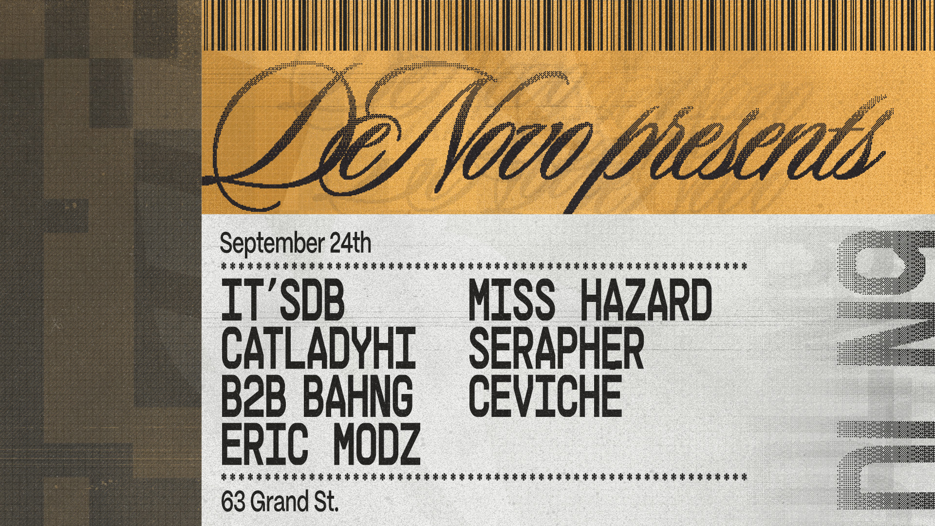 De Novo presents: It's db, CatLadyHi, Bahng, Eric Modz, Zaid K, Miss Hazard, Serapher, ceviché — Música · New York