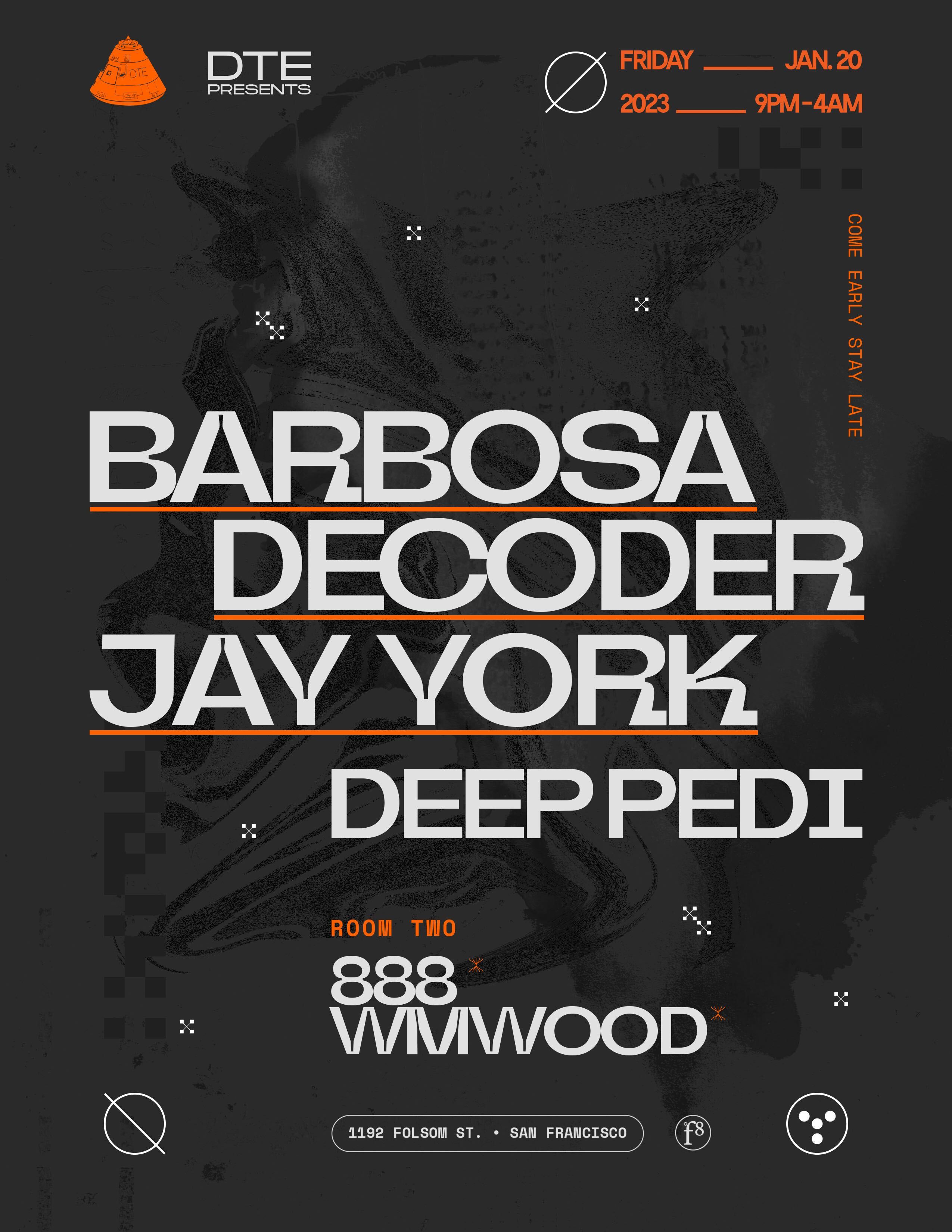Direct to Earth with Barbosa, Decoder, jay york  flyer