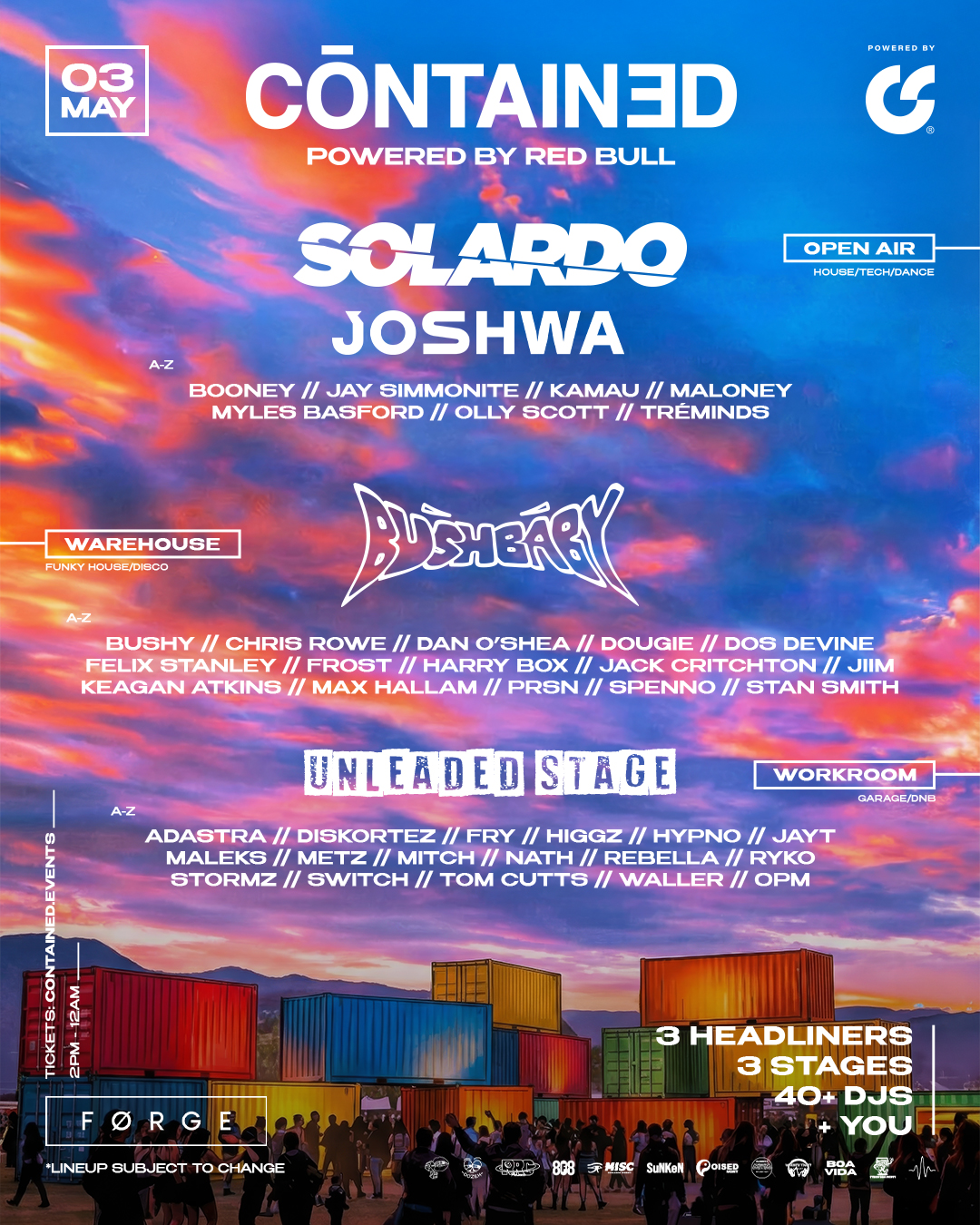 Contained in Sheffield with Solardo, Joshwa, Bushbaby & More - Bank Holiday Sunday