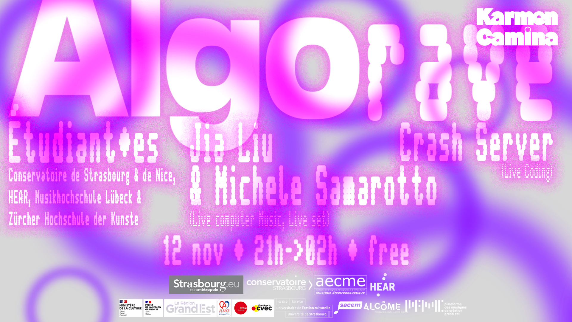 ALGORAVE [Crash server, Jia Liu & Michele Samarotto, Students] flyer