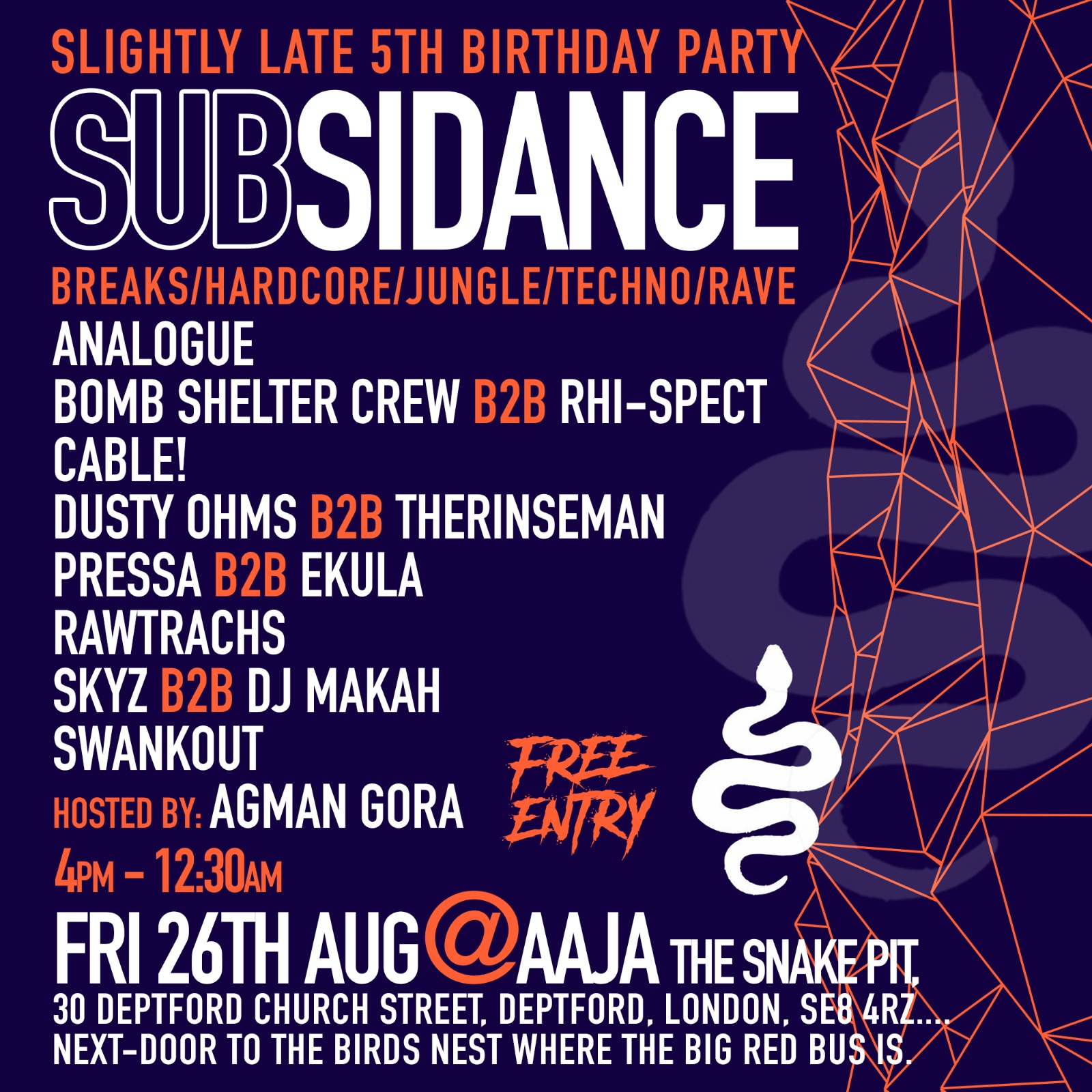 Subsidance x Mechanoise x Breaks FM - presents: Dope Shit Only at Aaja  Deptford, London