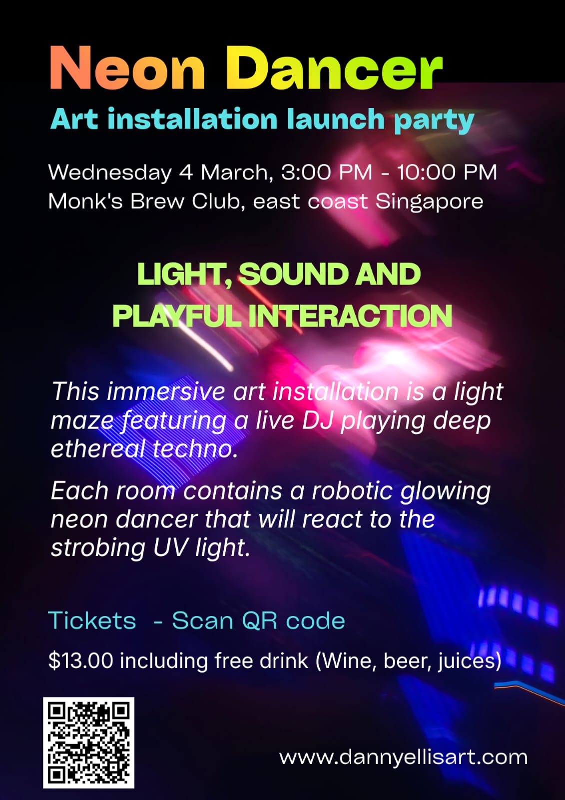 Neon Dancer: Immersive Art Techno Experience at Monk's Brew Club