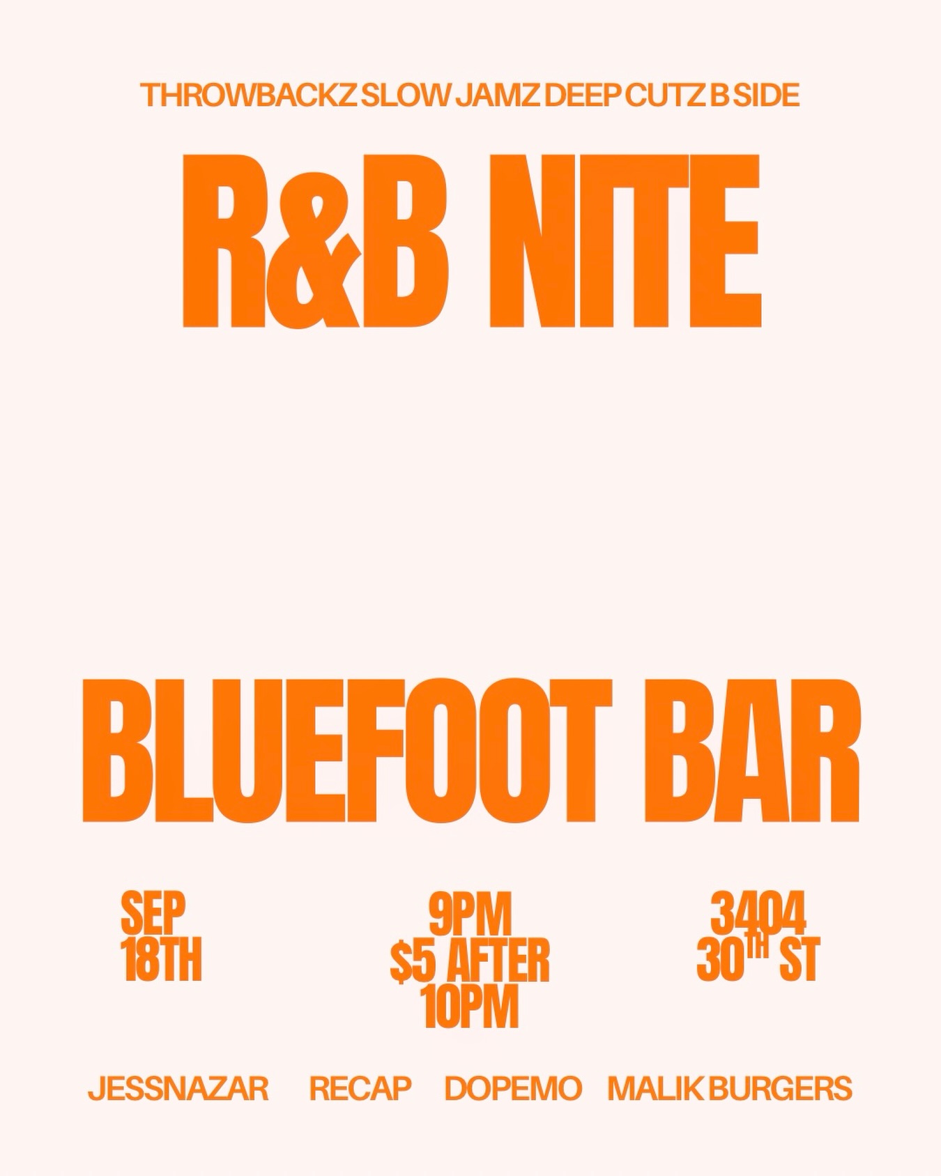 Throwbackz Slow Jamz Deep Cutz B Side: R&B Nite