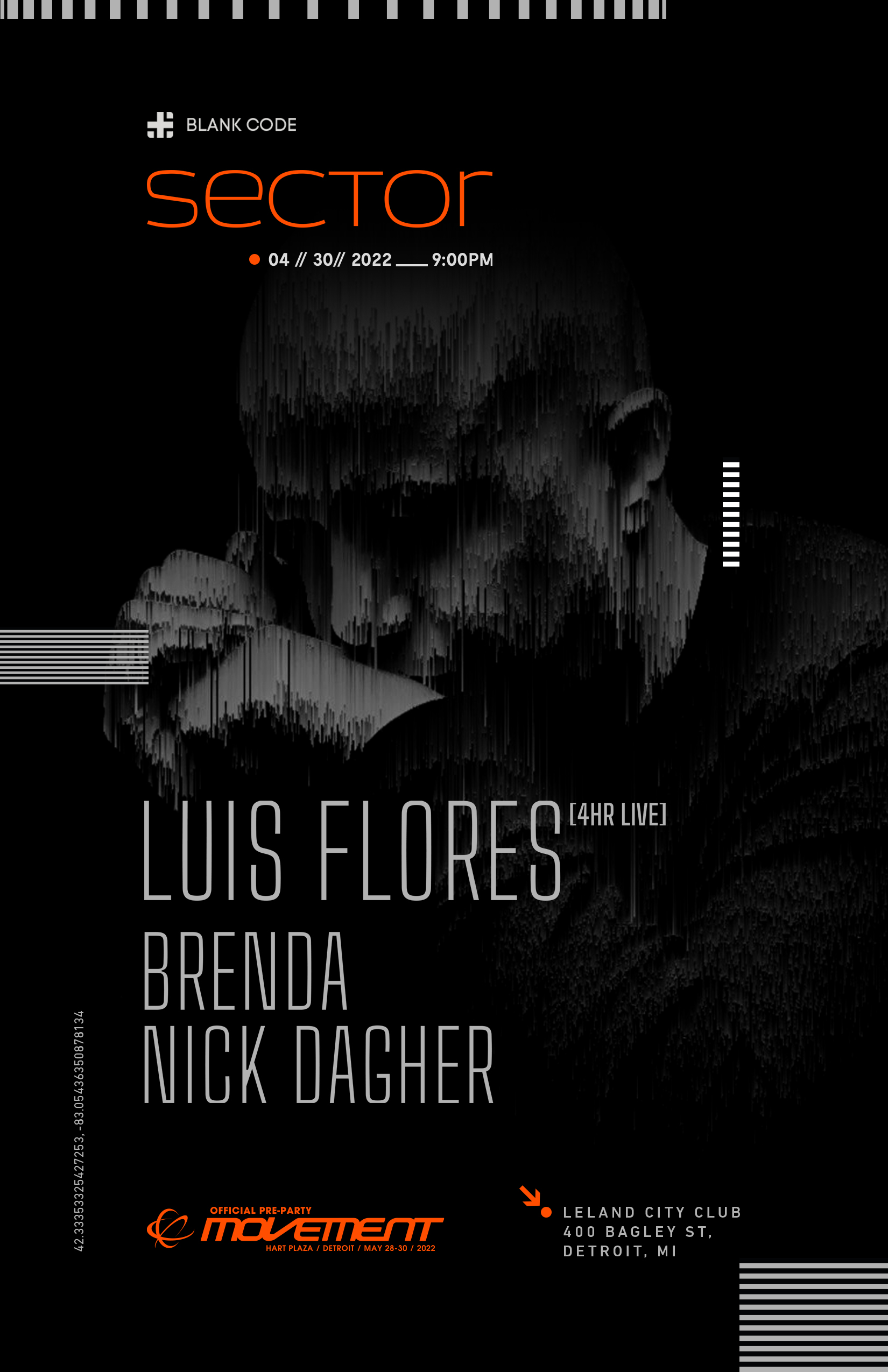 Sector - Official Movement Pre-party - Luis Flores Live at Leland City  Club, Detroit