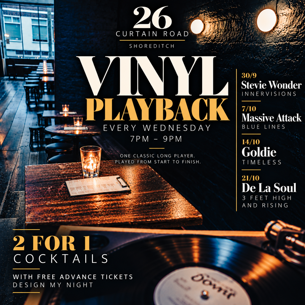 Weds Vinyl LP playback & cocktails sessions-Massive Attack- Blue Lines