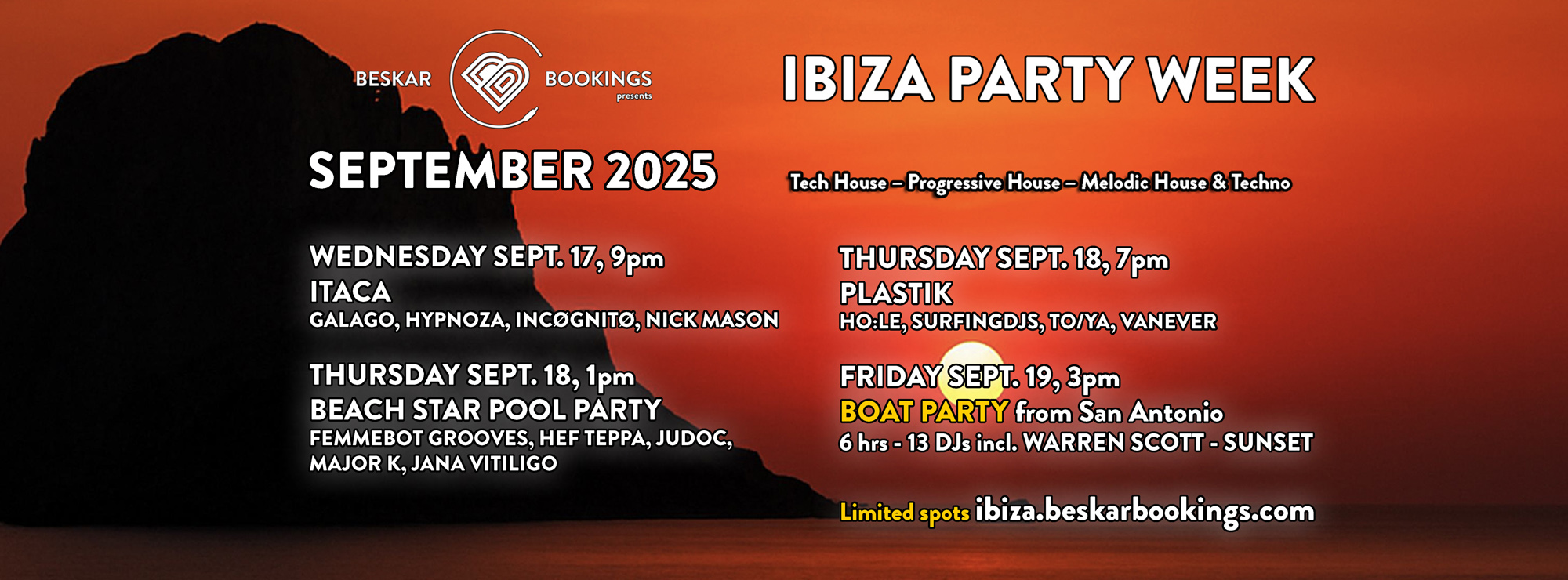 Beskar Bookings Ibiza Party Week