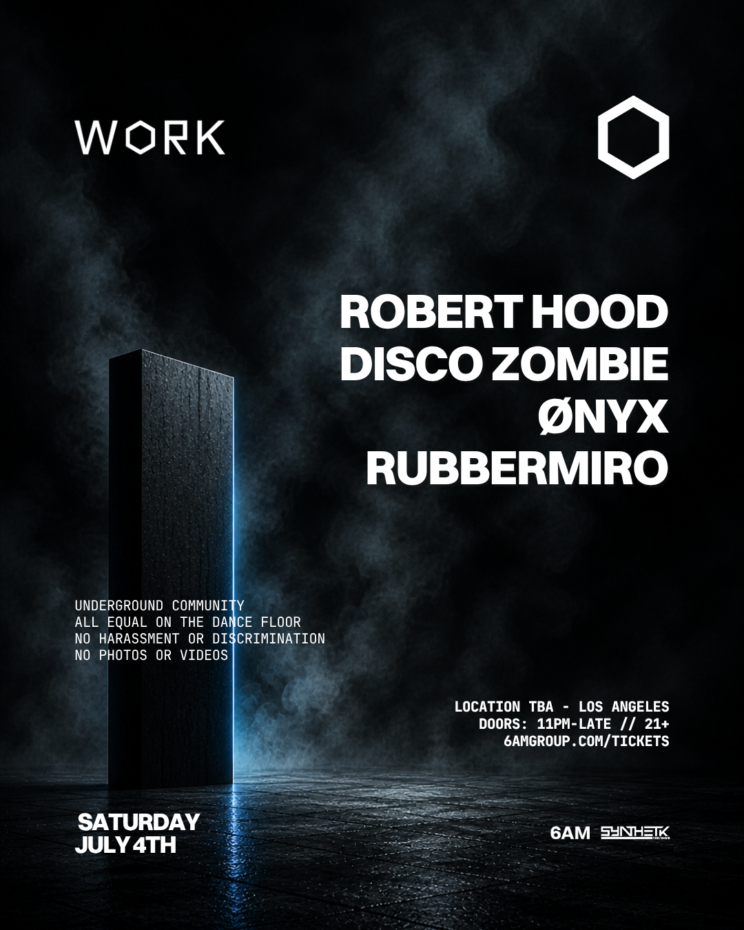 WORK presents: Robert Hood, Disco Zombie, Ønyx, & Rubbermiro