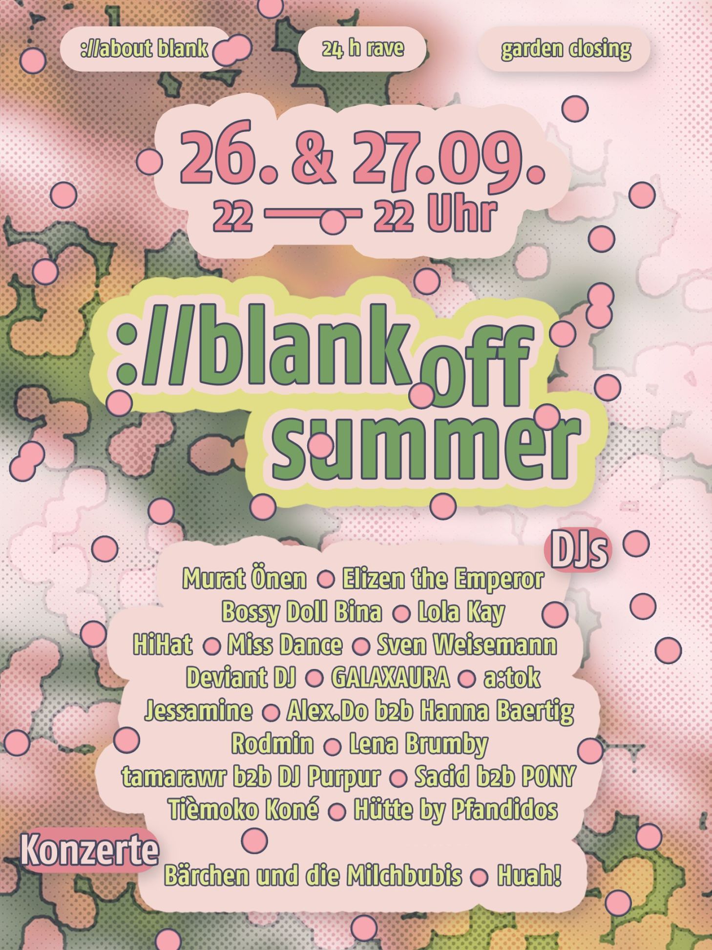 ://blank off summer - garden closing 2026 flyer